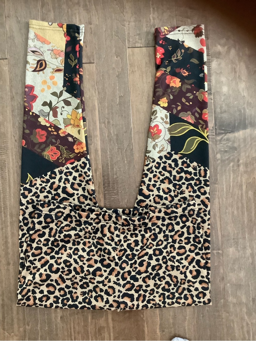 Patchwork Leopard Print High-Waist Leggings - Multicolor